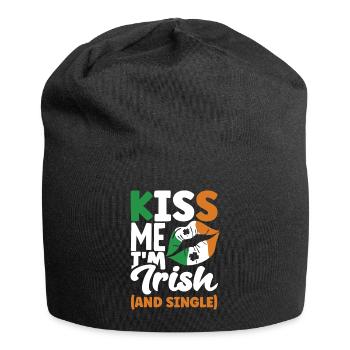 Kiss Me I'm Irish And Single St Patricks Day - Jersey-Beanie - Schwarz - Vorne