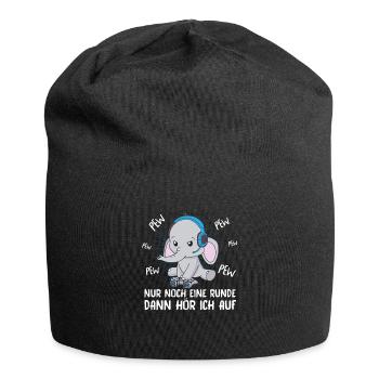 Nur Noch Eine Runde Zocken Gamer Elefant - Jersey-Beanie - Schwarz - Vorne