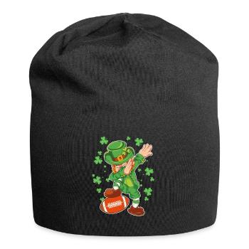 St Patricks Day Football Green Dabbing Leprechaun - Jersey Beanie - black - Front