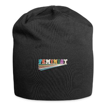 International Womens Day Girl Feminist Retro - Jersey Beanie - black - Front