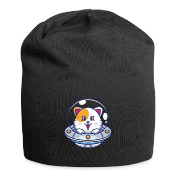 Katzen Ufo Raumschiff Katze Kinder - Jersey-Beanie - Schwarz - Vorne