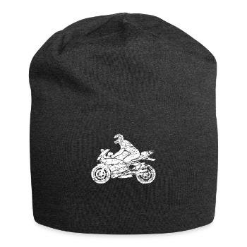 Motorradfahrer Mit Motorradhelm Motorrad Geschenk - Jersey-Beanie - Anthrazit - Vorne