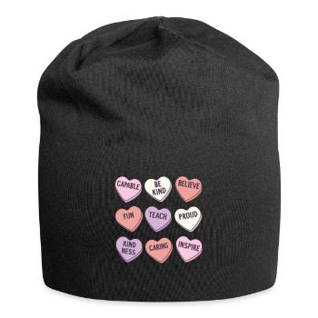 Retro Teacher Valentines Day Positive Sayings - Jersey Beanie - black - Front