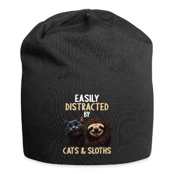 Leicht Ablenkbar durch Katzen Und Faultiere - Jersey-Beanie - Schwarz - Vorne