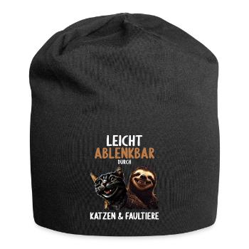 Leicht Ablenkbar durch Katzen Und Faultiere - Jersey-Beanie - Schwarz - Vorne