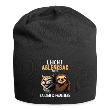 Leicht Ablenkbar durch Katzen Und Faultiere - Jersey-Beanie - Schwarz - Vorne