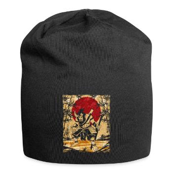 Oni Japanese Art Vintage Fighter Retro - Jersey Beanie - black - Front