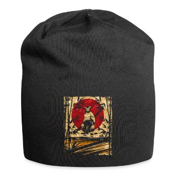 Oni Japanese Art Vintage Fighter Retro - Jersey Beanie - black - Front