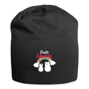 Große Schwester Pinguine Geschwister Regenbogen - Jersey-Beanie - Schwarz - Vorne
