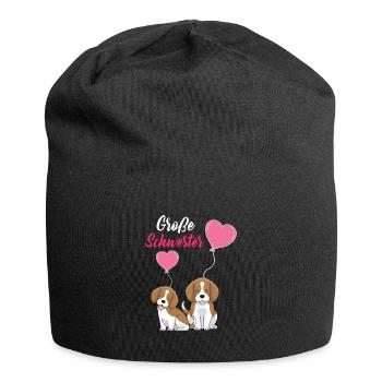 Große Schwester 2023 Hund Ballon Herz - Jersey-Beanie - Schwarz - Vorne