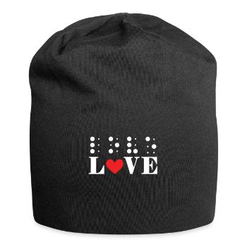 Liebe Braille Alphabet Braille Sprache Herz - Jersey-Beanie - Schwarz - Vorne