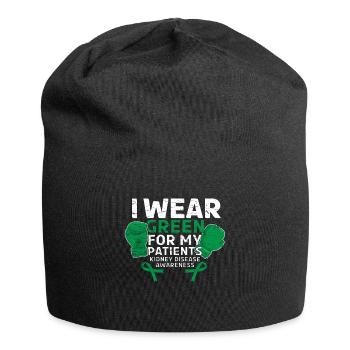 Tragen Sie grüne Patienten Nierenerkrankung Bewusstseinsmonat - Jersey-Beanie - Schwarz - Vorne