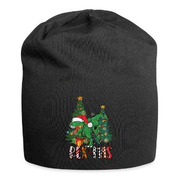 Dinosaurier T-rex Trex Tyrannosaurus Saurier Xmas - Jersey-Beanie - Schwarz - Vorne
