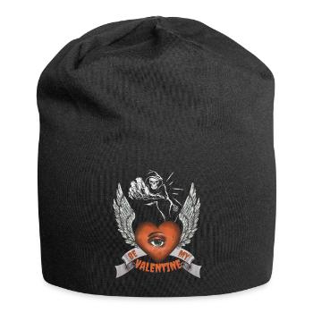 Horror Skeleton Valentine's Day Skull Heart, Saying - Jersey Beanie - black - Front