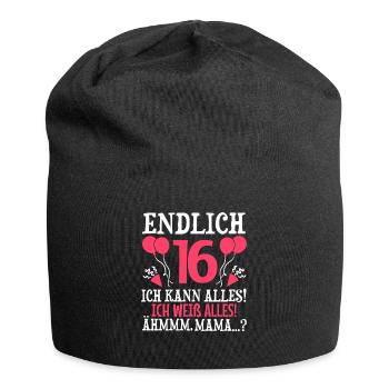 Endlich 16 Ich Kann Alles Ich Weiß Alles - Jersey-Beanie - Schwarz - Vorne