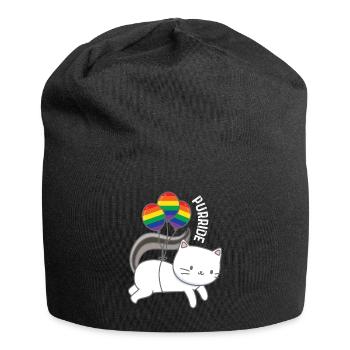 Purride Katze Ballon Regenbogen Gay - Jersey-Beanie - Schwarz - Vorne
