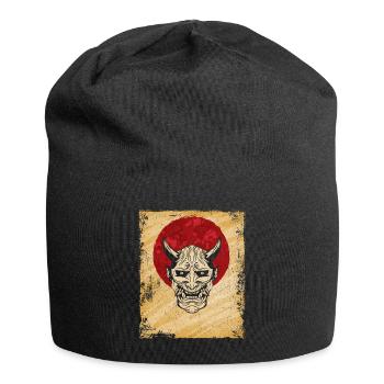 Oni Mask Japanese Art Vintage Fighter Retro - Jersey Beanie - black - Front