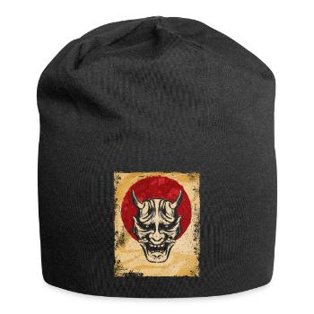 Oni Mask Japanese Art Vintage Fighter Retro - Jersey Beanie - black - Front