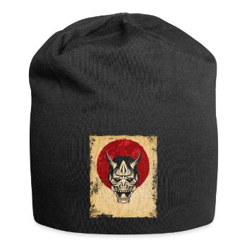 Oni Mask Japanese Art Vintage Fighter Retro - Jersey Beanie - black - Front