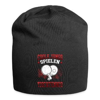 Coole Jungs spielen Tischtennis Tischtennisspieler - Jersey-Beanie - Schwarz - Vorne