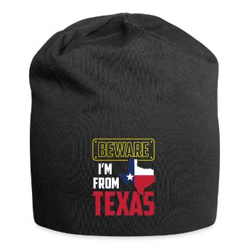 Achtung: Ich Komme Aus Texas Texanisch Texaner - Jersey-Beanie - Schwarz - Vorne