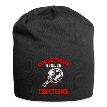 Coole Jungs spielen Tischtennis Tischtennisspieler - Jersey-Beanie - Schwarz - Vorne
