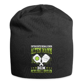 Alter Mann beim Pickleball Pickelball - Jersey-Beanie - Schwarz - Vorne