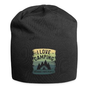 J’aime le camping parce que je déteste les gens Bushcraft - Bonnet en jersey - noir - Devant
