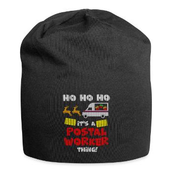 Postal Worker Ugly Christmas Design Santa Mailman - Jersey Beanie - black - Front