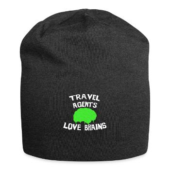Travel Agents Love Brains Halloween - Jersey Beanie - charcoal grey - Front