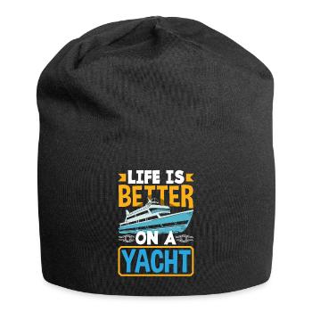 Life is better on a Yacht for a Seaman Sailor - Jersey-Beanie - Schwarz - Vorne