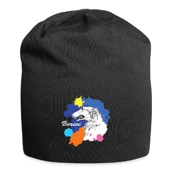Borzoi Borzoi Colorful Dog Dog Dog - Jersey Beanie - black - Front