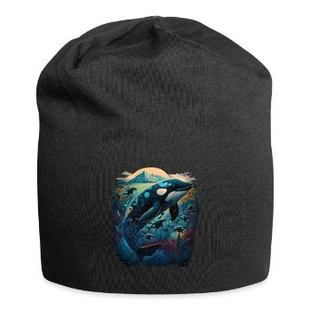 Colorful killer whale watching Orca whale watching - Jersey Beanie - black - Front