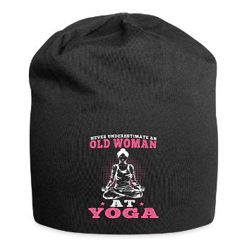 Yoga Old Woman at Yoga Namasté Meditation - Jersey Beanie - black - Front