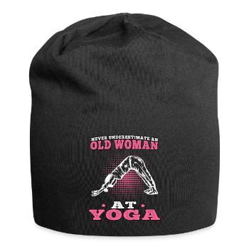 Yoga Old Woman at Yoga Namasté Meditation - Jersey Beanie - black - Front