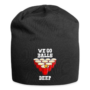 Beer Pong we go balls deep Party Bier Pong - Jersey-Beanie - Schwarz - Vorne