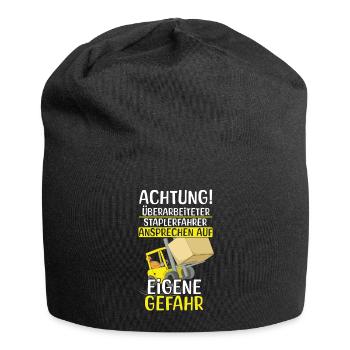 Danger Forklift Driver Exhausted Truck Forklift - Jersey Beanie - black - Front