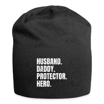 Husband Papa Protector Hero - Best - Jersey Beanie - black - Front