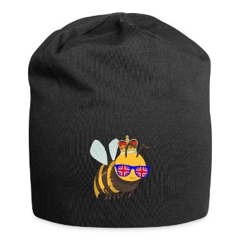 Bee wearing the crown of the Queen of England - Jersey Beanie - black - Front