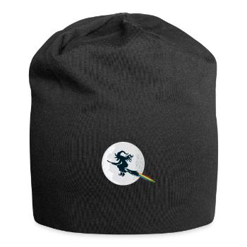 Witch with Full Moon and Rainbow Gay - Jersey Beanie - black - Front