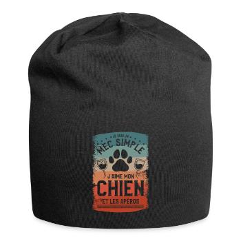 Je Suis Un Mec Simple J'aime La Chien Et Les - Bonnet en jersey - noir - Devant