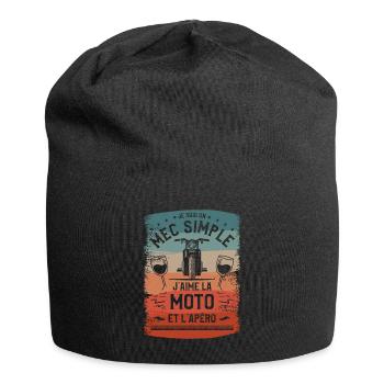 Je Suis Un Mec Simple J'aime La Moto Et L'Apéro - Bonnet en jersey - noir - Devant