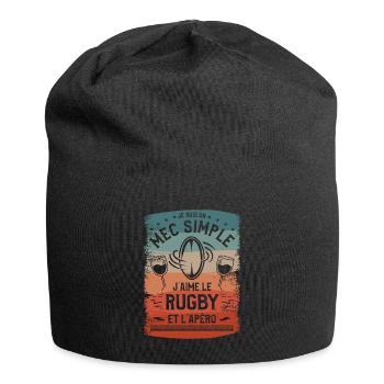Je Suis Un Mec Simple J'aime Le Rugby Et L'Apéro - Bonnet en jersey - noir - Devant