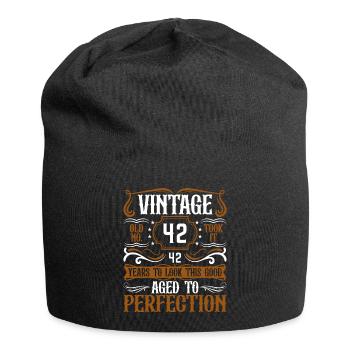 42nd Birthday Vintage Retro - Jersey Beanie - black - Front