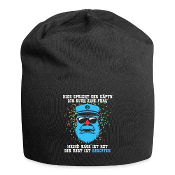 Fastnacht - Karneval - Kapitän sucht Frau - Spruch - Jersey-Beanie - Schwarz - Vorne