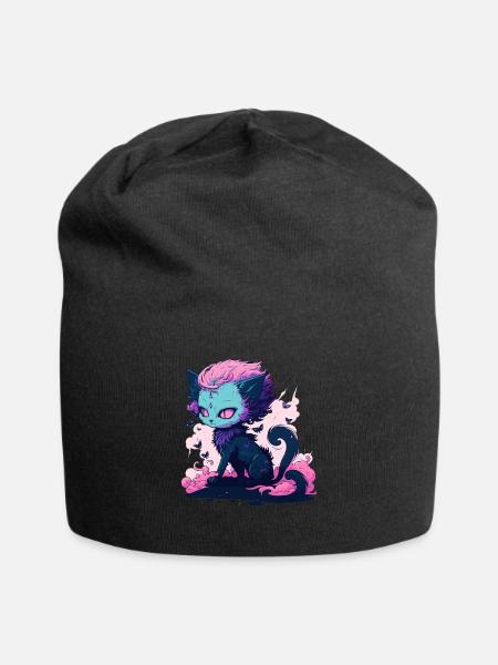 Niedliche Dämon Katze Mädchen - Kawaii Anime Katze - Jersey-Beanie - Schwarz
