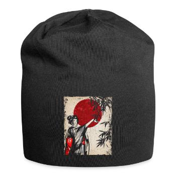 Geisha Japanese Art Vintage Retro Women - Jersey Beanie - black - Front
