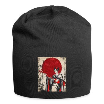 Geisha Japanese Art Vintage Retro Women - Jersey Beanie - black - Front