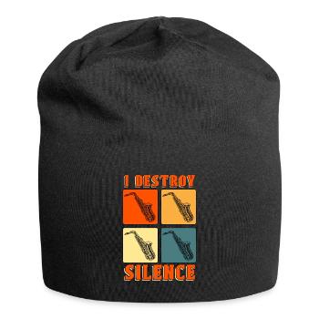 Saxophone I Destroy Silence Instrument Saxophonist - Jersey Beanie - black - Front