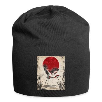 Crane Art Art Japonais Vintage Rétro - Bonnet en jersey - noir - Devant
